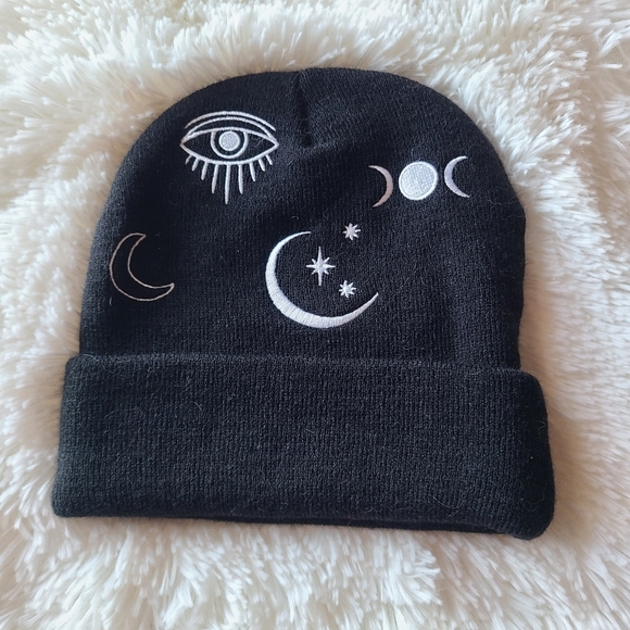 Black Moth Celestial Witch Design Beanie - Picture 2 of 2